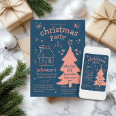 Grappig kerstfeest met boom en huisje kaart