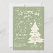 Grappig kerstfeest met boom en huisje kaart (Voorkant)