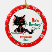 Grappig kerstfeest met Cat Bah Humbug Keramisch Ornament (Voorkant)