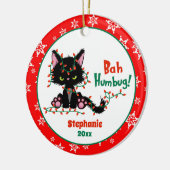 Grappig kerstfeest met Cat Bah Humbug Keramisch Ornament (Links)