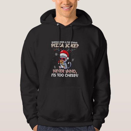 Grappig kerstfeest met de Pizza-kat Joke Santa Hat Hoodie (Voorkant)