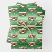 Grappig kerstfeest met een patroonpatroon inpakpapier vel (In situ)