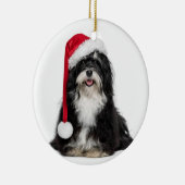 Grappig kerstfeest met Havanese hond met Santa Hat Keramisch Ornament (Rechts)