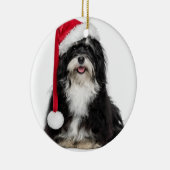 Grappig kerstfeest met Havanese hond met Santa Hat Metalen Ornament (Rechts)
