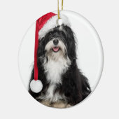 Grappig kerstfeest met Havanese hond met Santa Hat Metalen Ornament (Links)