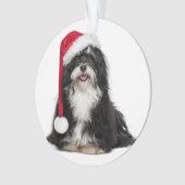 Grappig kerstfeest met Havanese hond met Santa Hat Ornament (voorkant)