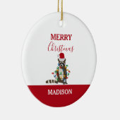 Grappig kerstfeest met kerstvakantie met kerstfees keramisch ornament (Rechts)