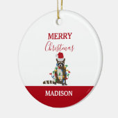 Grappig kerstfeest met kerstvakantie met kerstfees keramisch ornament (Links)