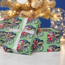Grappig kerstfeest met motorfietsen als kerstman cadeaupapier