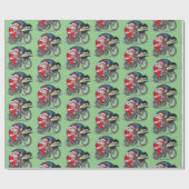 Grappig kerstfeest met motorfietsen als kerstman cadeaupapier (Vlak)