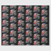 Grappig kerstfeest met motorfietsen als kerstman cadeaupapier (Vlak)