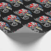 Grappig kerstfeest met motorfietsen als kerstman cadeaupapier (Hoek)