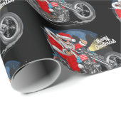 Grappig kerstfeest met motorfietsen als kerstman cadeaupapier (Rol Hoek)