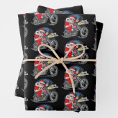 Grappig kerstfeest met motorfietsen als kerstman inpakpapier vel (In situ)