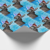 Grappig kerstfeest met pet op kerst cadeaupapier (Hoek)