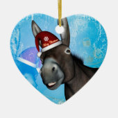 Grappig kerstfeest met pet op kerst keramisch ornament (Voorkant)