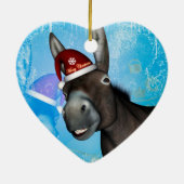 Grappig kerstfeest met pet op kerst keramisch ornament (Achterkant)