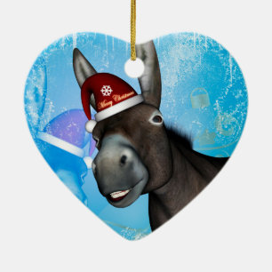 Grappig kerstfeest met pet op kerst keramisch ornament