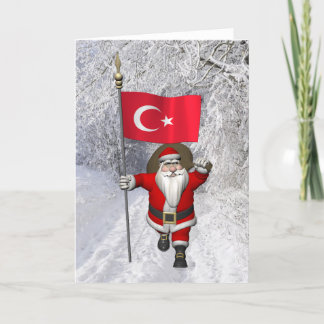Grappig kerstfeest met vlag van Turkije Feestdagen Kaart