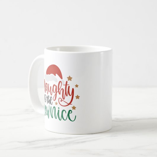 Grappig kerstfeest Mok Naughty is nieuw Nice (Voorkant links)