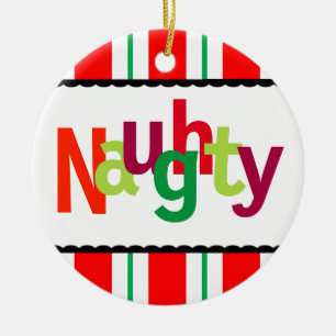 Grappig kerstfeest Naughty Colorful Modern Typogra Keramisch Ornament