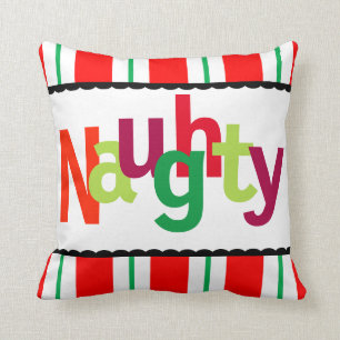 Grappig kerstfeest Naughty Colorful Modern Typogra Kussen