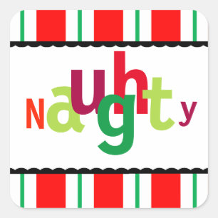 Grappig kerstfeest Naughty Colorful Modern Typogra Vierkante Sticker