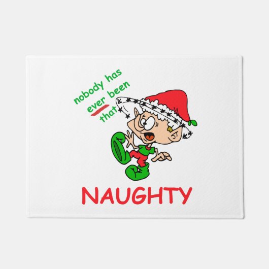 Grappig kerstfeest Naughty overweldigd Elf Holiday Deurmat (Voorkant)