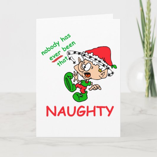 Grappig kerstfeest Naughty overweldigd Elf Xmas Hu Feestdagen Kaart (Voorkant)