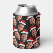 Grappig kerstfeest op aangepast gezicht Unieke fot Blikjeskoeler (Blikje Voorkant)