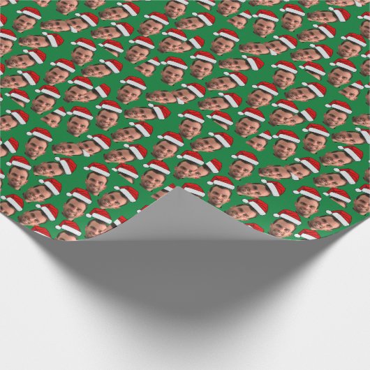 Grappig kerstfeest op aangepast gezicht Unieke fot Cadeaupapier (Hoek)