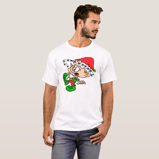 Grappig kerstfeest overweldigd door Elf Holiday Xm T-shirt (Voorkant volledig)