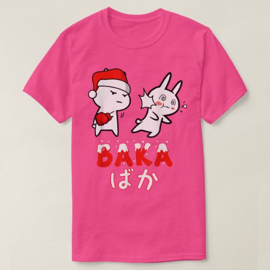 Grappig kerstfeest Pajama, Anime Baka Idiot Rabbit T-shirt (Design voorkant)