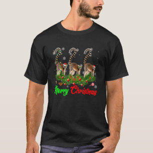Grappig kerstfeest Pajama Lemur Pet Santa-kerstlam T-shirt