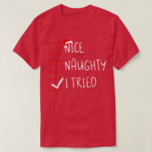Grappig kerstfeest Pajama Lights Nice Naughty I Tr T-shirt (Design voorkant)