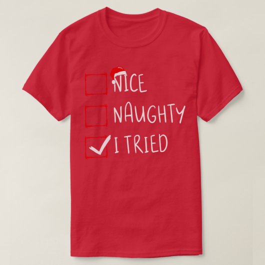 Grappig kerstfeest Pajama Lights Nice Naughty I Tr T-shirt (Design voorkant)