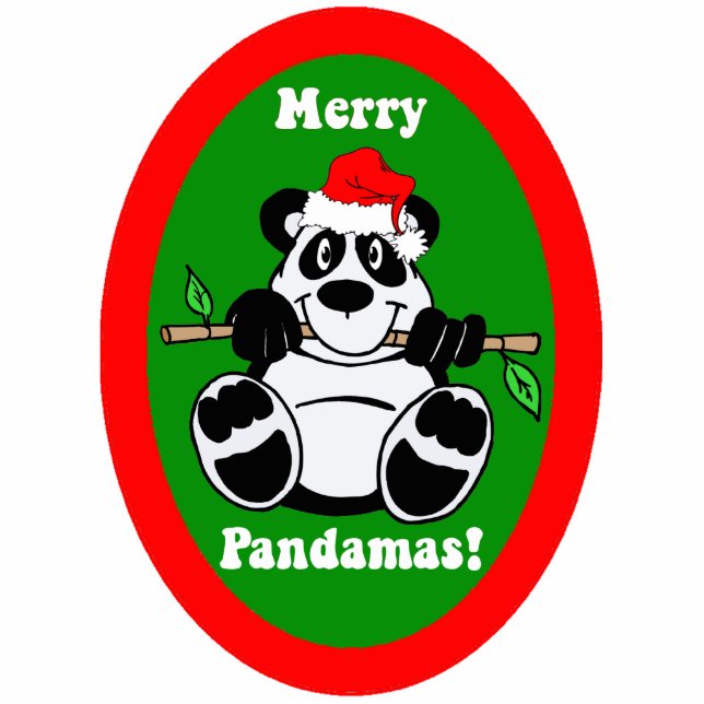 Grappig kerstfeest-panda-versiering fotobeeldje ornament (Voorkant)
