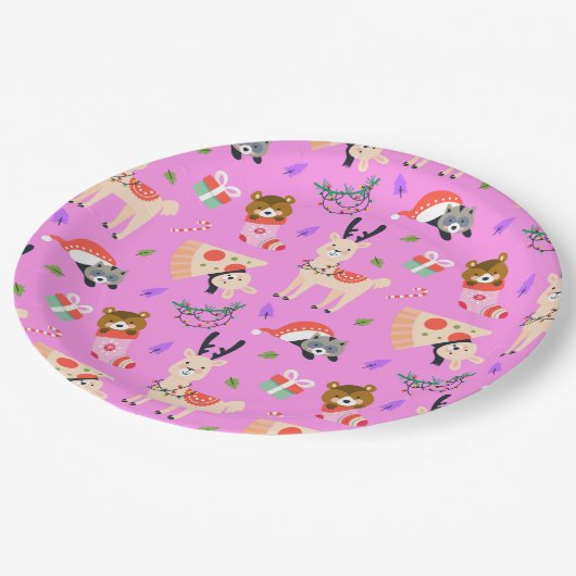 Grappig kerstfeest papieren bordje (Gekanteld)