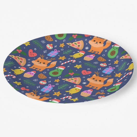 Grappig kerstfeest papieren bordje (Gekanteld)