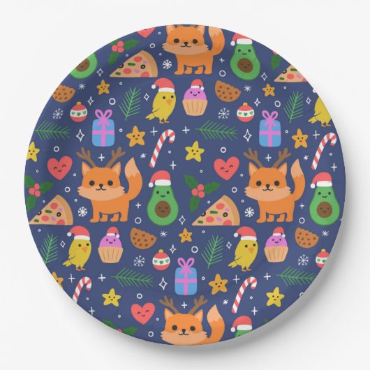 Grappig kerstfeest papieren bordje (Voorkant)