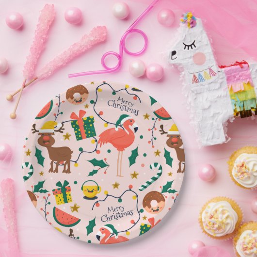 Grappig kerstfeest papieren bordje (Feest)