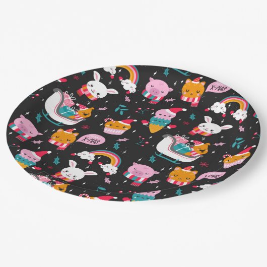 Grappig kerstfeest papieren bordje (Gekanteld)