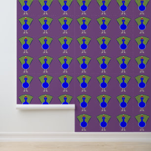 Grappig kerstfeest Peacock gepatterd Behang