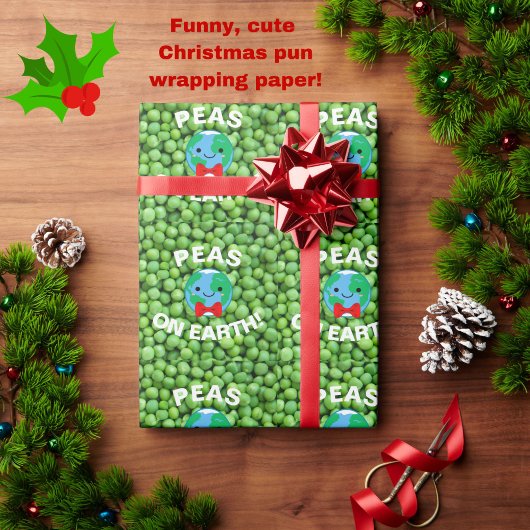 Grappig kerstfeest "Peas on Earth" Punny Cute Cadeaupapier