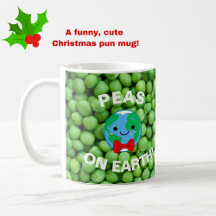 Grappig kerstfeest "Peas on Earth" Punny Cute