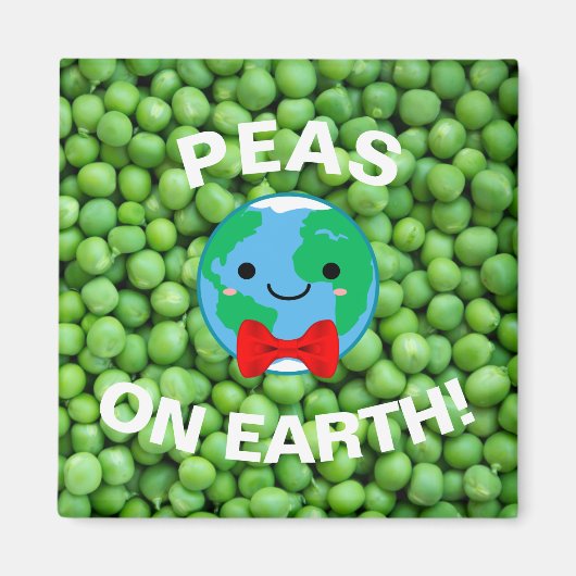 Grappig kerstfeest "Peas on Earth" Punny Cute Magn Magneet (Voorkant)