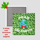 Grappig kerstfeest "Peas on Earth" Punny Cute Magn Magneet
