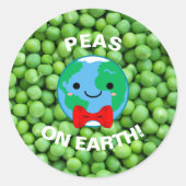 Grappig kerstfeest "Peas on Earth" Punny Cute Stic Ronde Sticker (Voorkant)