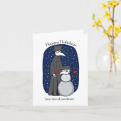 Grappig kerstfeest Plague Doctor Holiday Kaart (Gele Bloem)