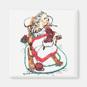 Grappig kerstfeest Porcupine Knitting Stocking Magneet (Voorkant)